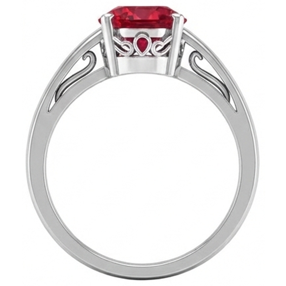 Anello a griffe taglio ovale con rubino rosso da 2 carati 14K WG