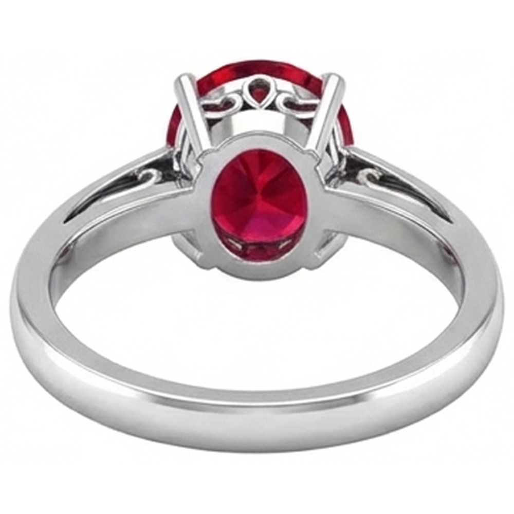 Anello a griffe taglio ovale con rubino rosso da 2 carati 14K WG
