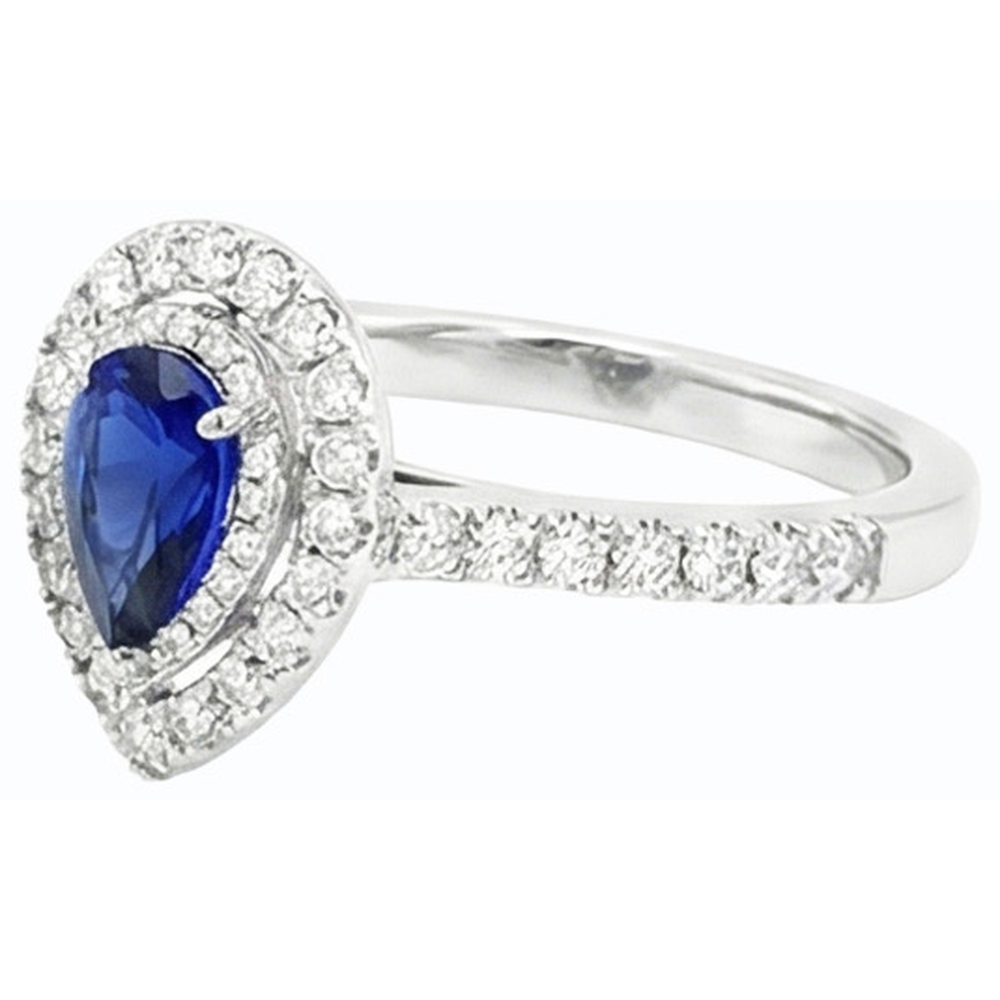 vero pear diamante 2.50carati anello vista di profilo