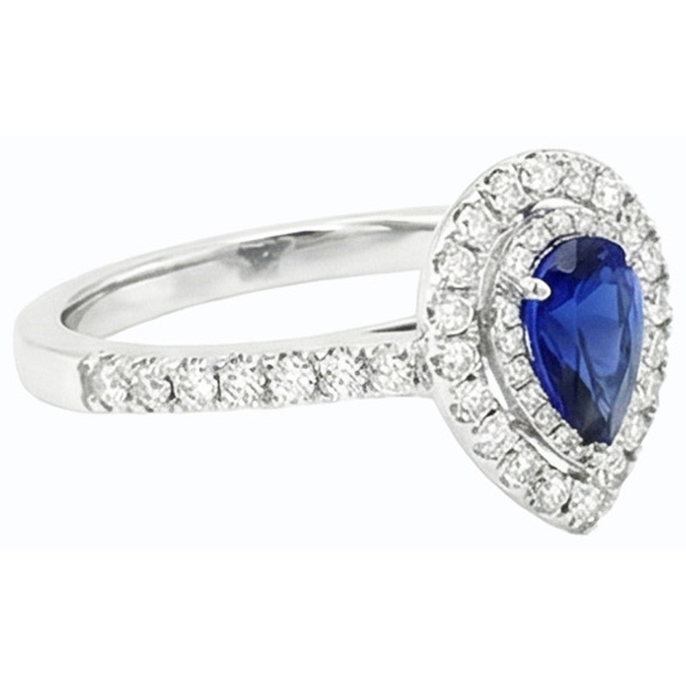 vero pear diamante 2.50carati anello su bianco