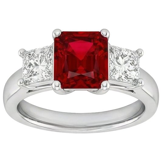 vero princess rubino 4carati anello angolo laterale