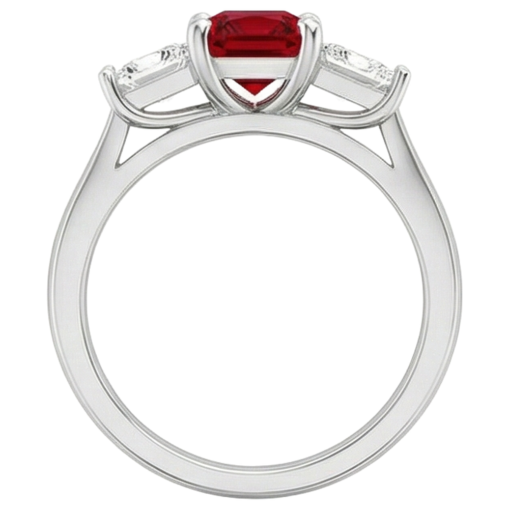 vero princess rubino 4carati anello su bianco