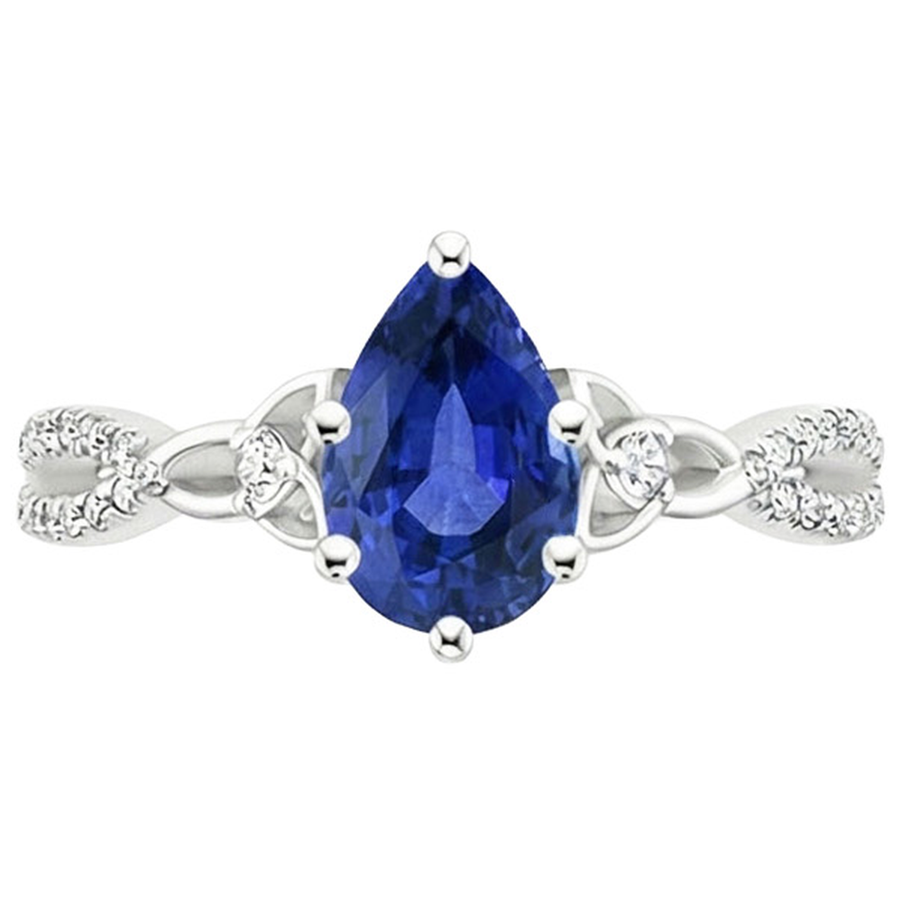 vero pear diamante 2.50carati anello vista di profilo