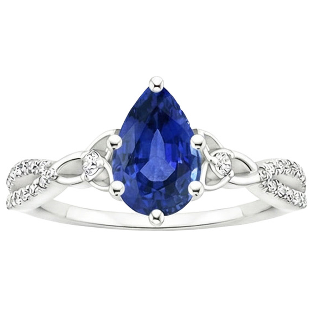 vero pear diamante 2.50carati anello su bianco