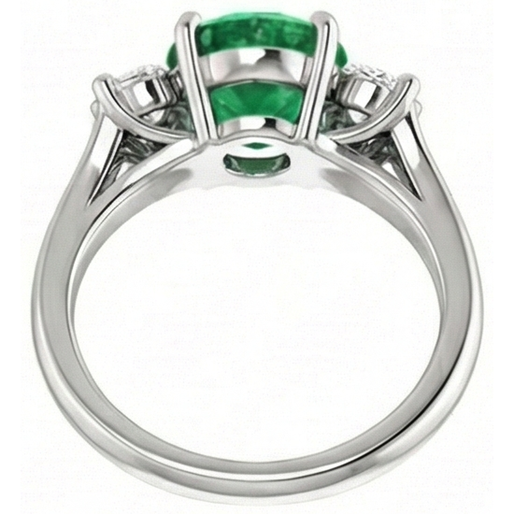 Anello anniversario 7.40 carati con Verde smeraldo e diamanti. oro bianco 14 carati