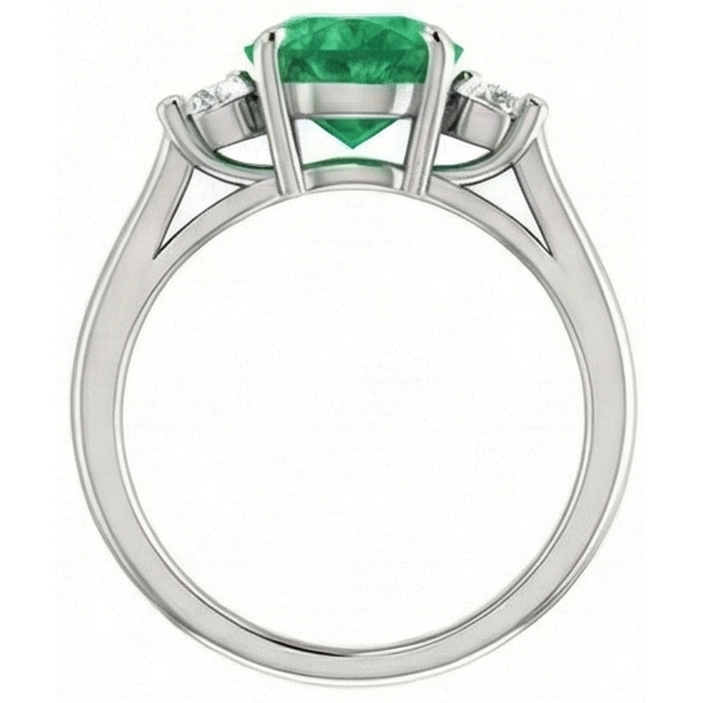 Anello anniversario 7.40 carati con Verde smeraldo e diamanti. oro bianco 14 carati