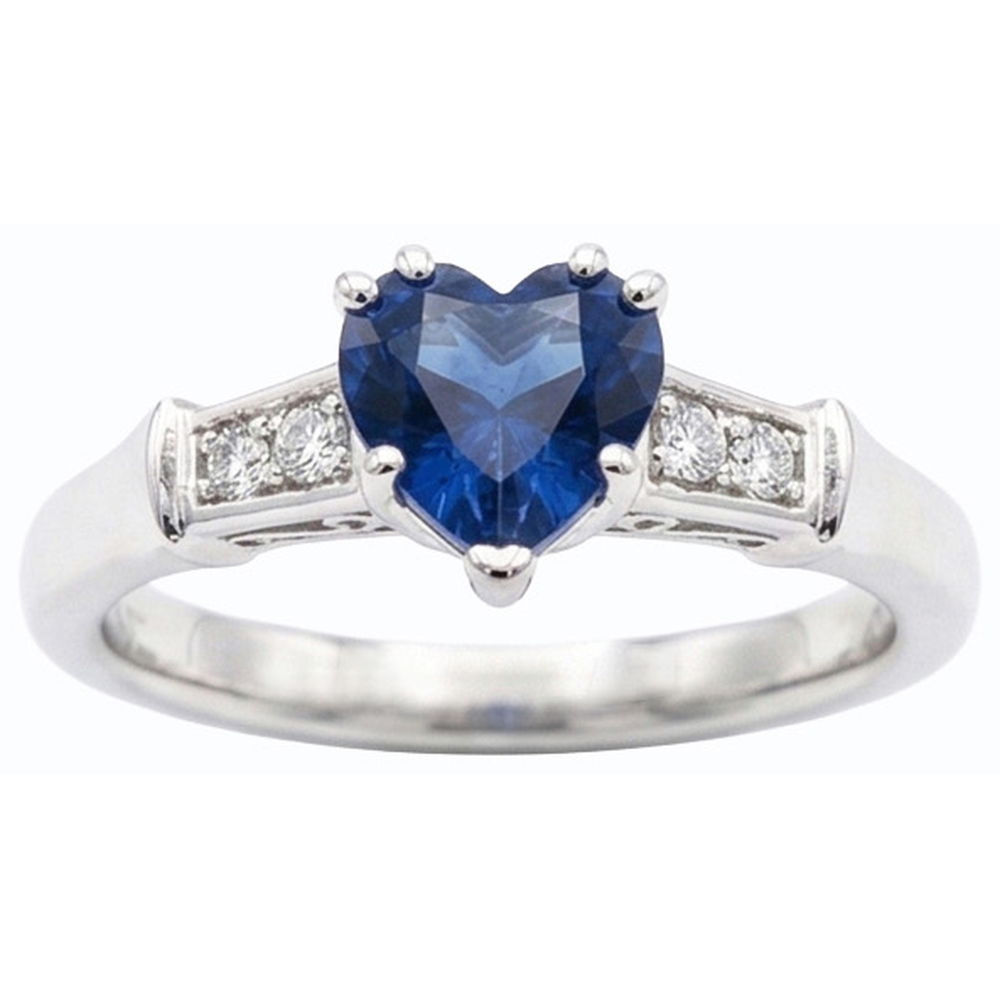 Anello anniversario a forma di cuore 1,75 carati Zaffiro dello Sri Lanka con 5 diamanti in pietra