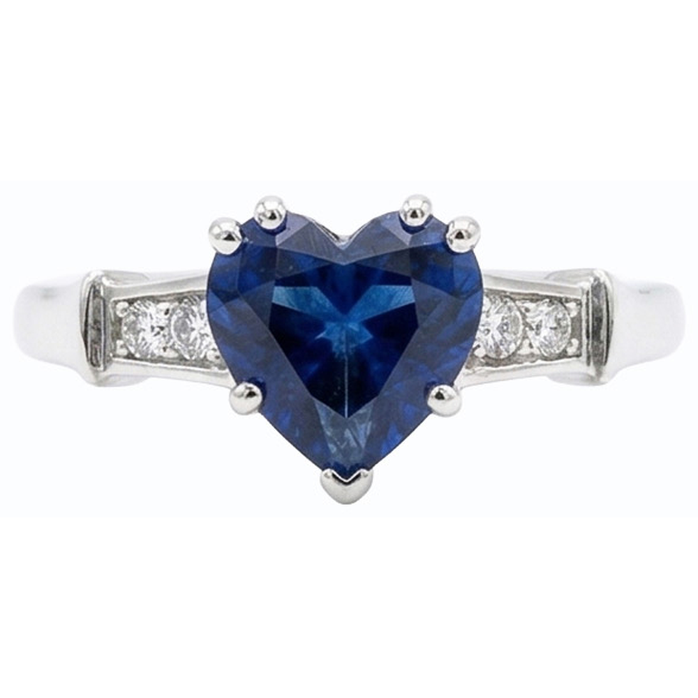 Anello anniversario a forma di cuore 1,75 carati Zaffiro dello Sri Lanka con 5 diamanti in pietra