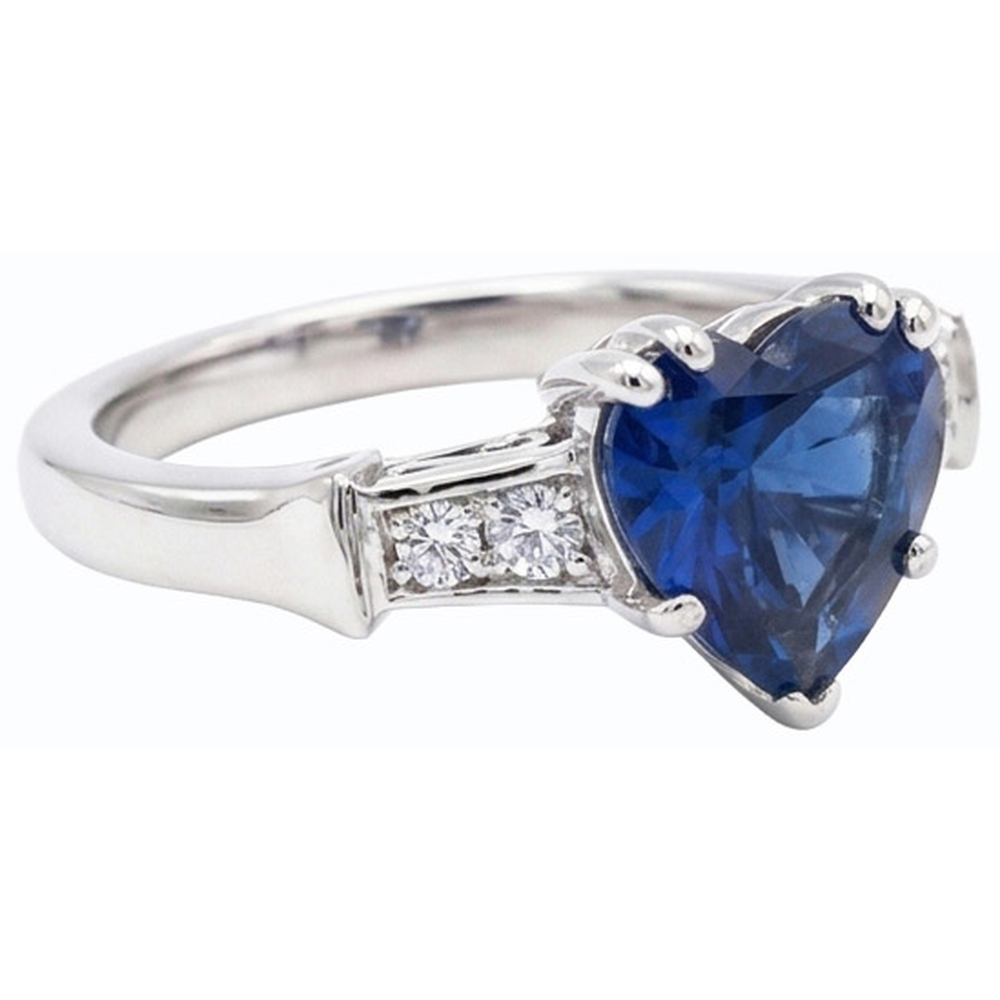 Anello anniversario a forma di cuore 1,75 carati Zaffiro dello Sri Lanka con 5 diamanti in pietra