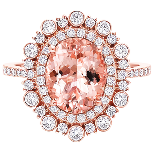 Anello anniversario con Morganite e diamanti da 10.75 ct in oro rosa 14 carati