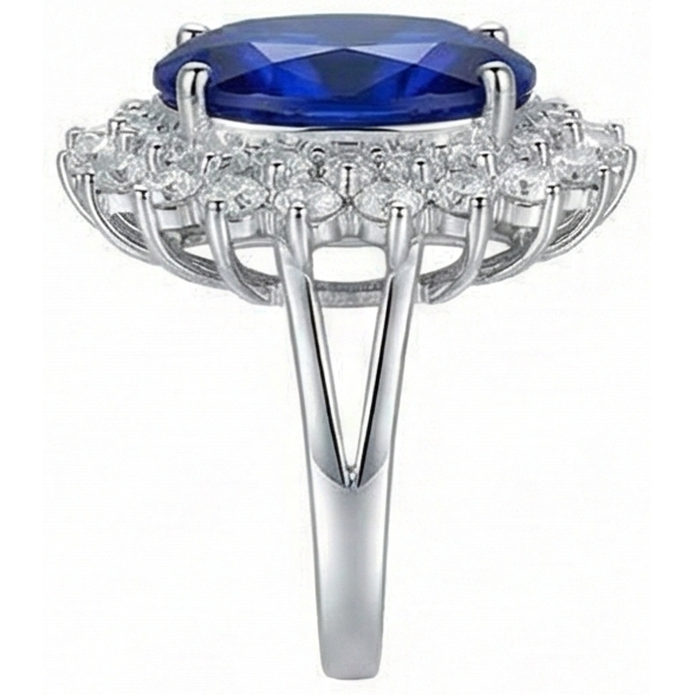 Anello anniversario con diamante e tanzanite blu taglio ovale da 1.85 carati