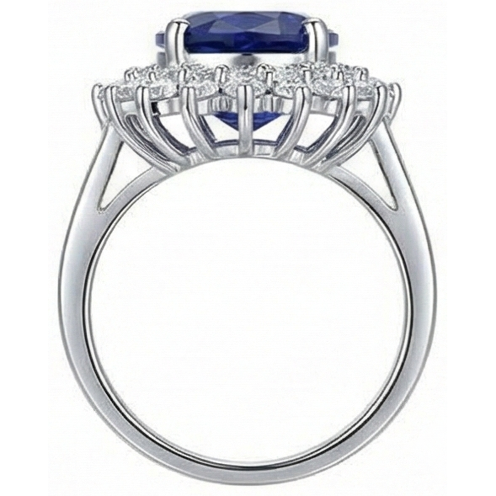 Anello anniversario con diamante e tanzanite blu taglio ovale da 1.85 carati