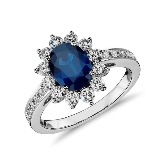Anello con zaffiro di Ceylon e diamanti, 4 carati, set di griffe per l'anniversario - harrychadent.it
