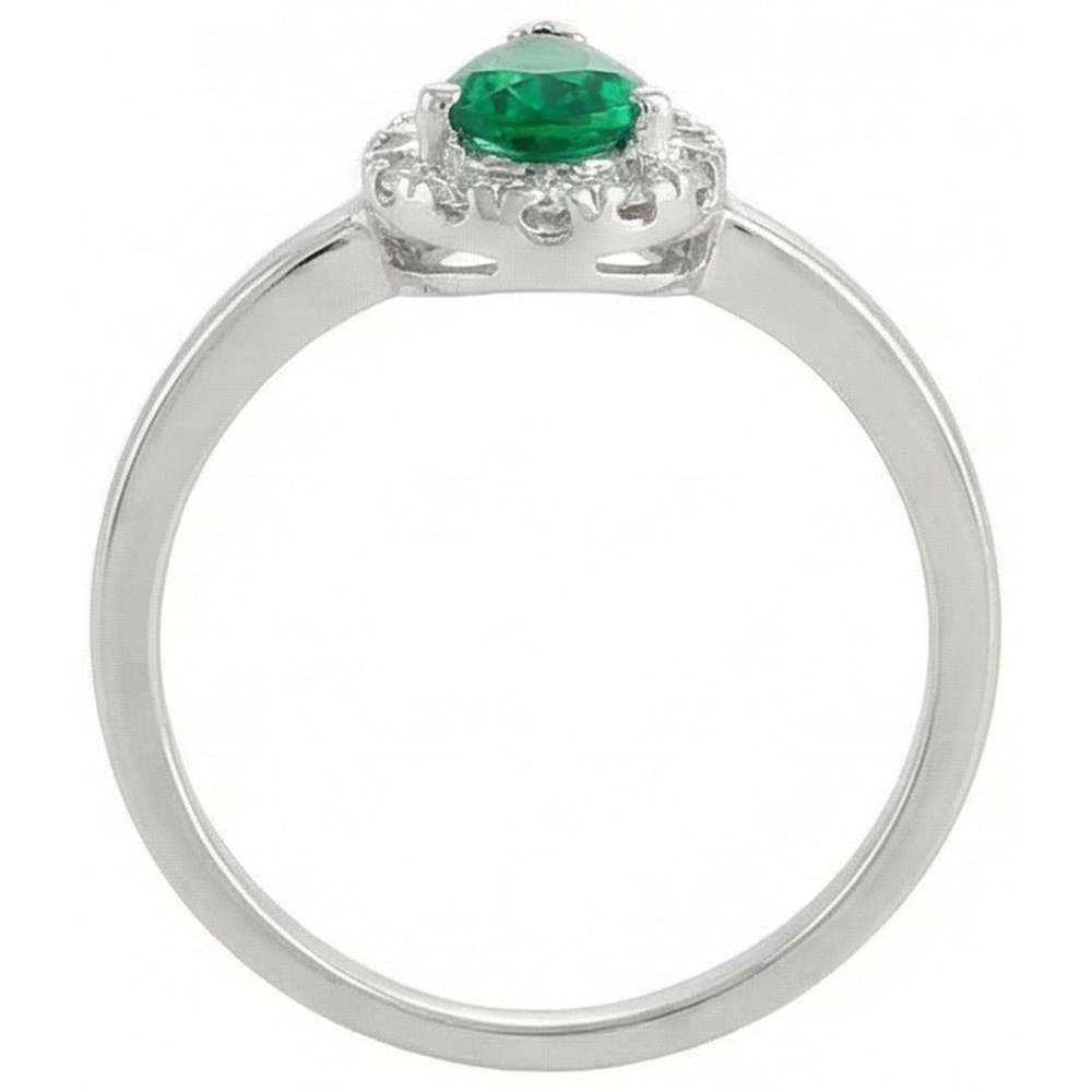 Anello anniversario in oro bianco 14 carati con Verde smeraldo e diamanti 5 ct Novità