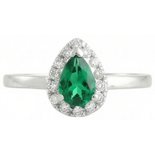 Anello anniversario in oro bianco 14 carati con Verde smeraldo e diamanti 5 ct Novità
