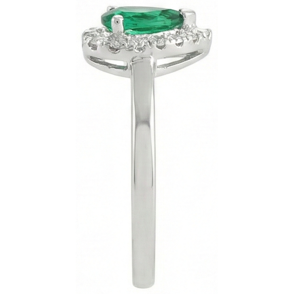 Anello anniversario in oro bianco 14 carati con Verde smeraldo e diamanti 5 ct Novità