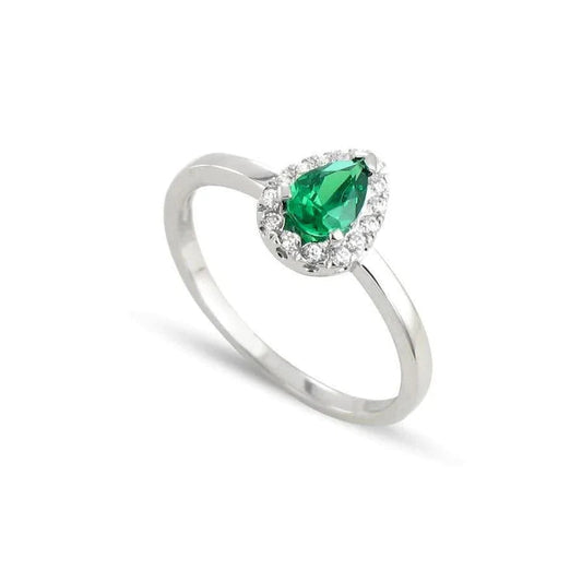 Anello anniversario in oro bianco 14 carati con Verde smeraldo e diamanti 5 ct Novità