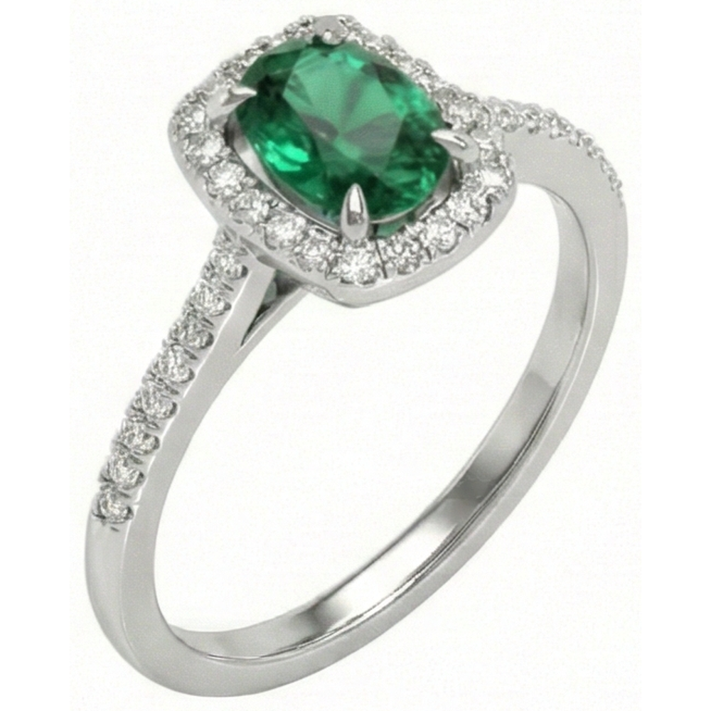 Anello anniversario in oro bianco 14 kt con Verde smeraldo e diamanti da 5.75 ct Novità