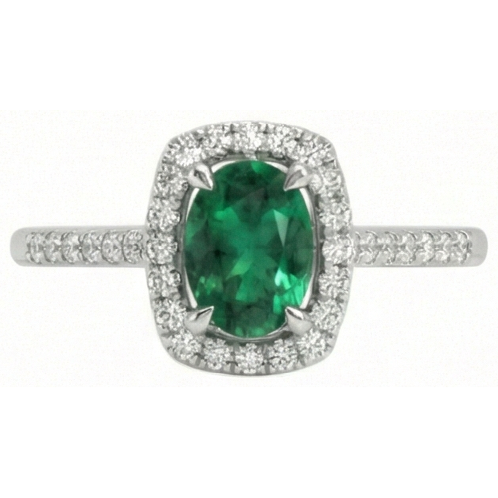 Anello anniversario in oro bianco 14 kt con Verde smeraldo e diamanti da 5.75 ct Novità