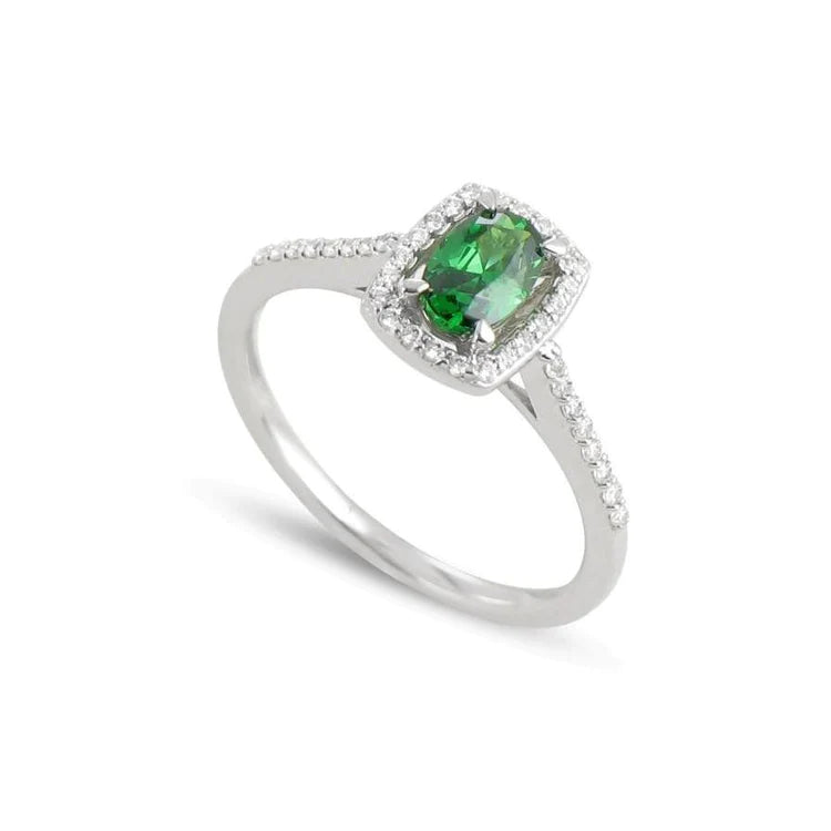 Anello anniversario in oro bianco 14 kt con Verde smeraldo e diamanti da 5.75 ct Novità