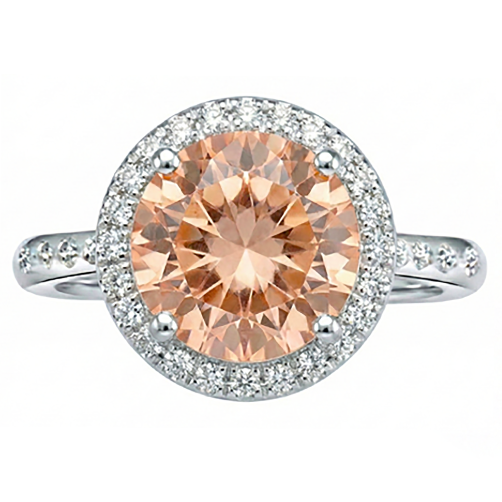 Anello anniversario in oro con Morganite e diamanti a taglio brillante da 12.85 ct