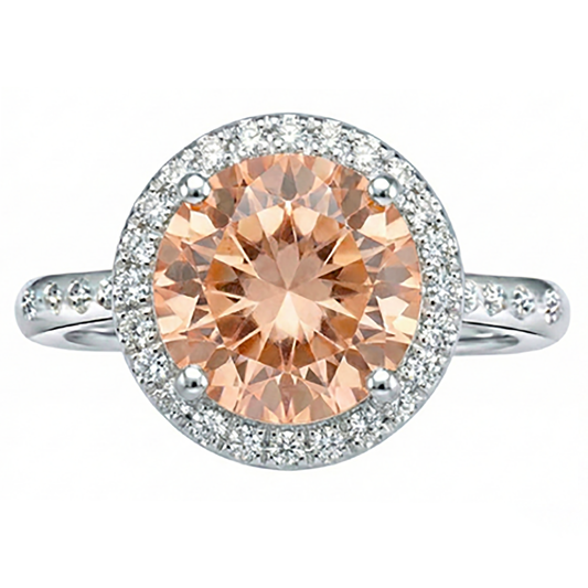 Anello anniversario in oro con Morganite e diamanti a taglio brillante da 12.85 ct