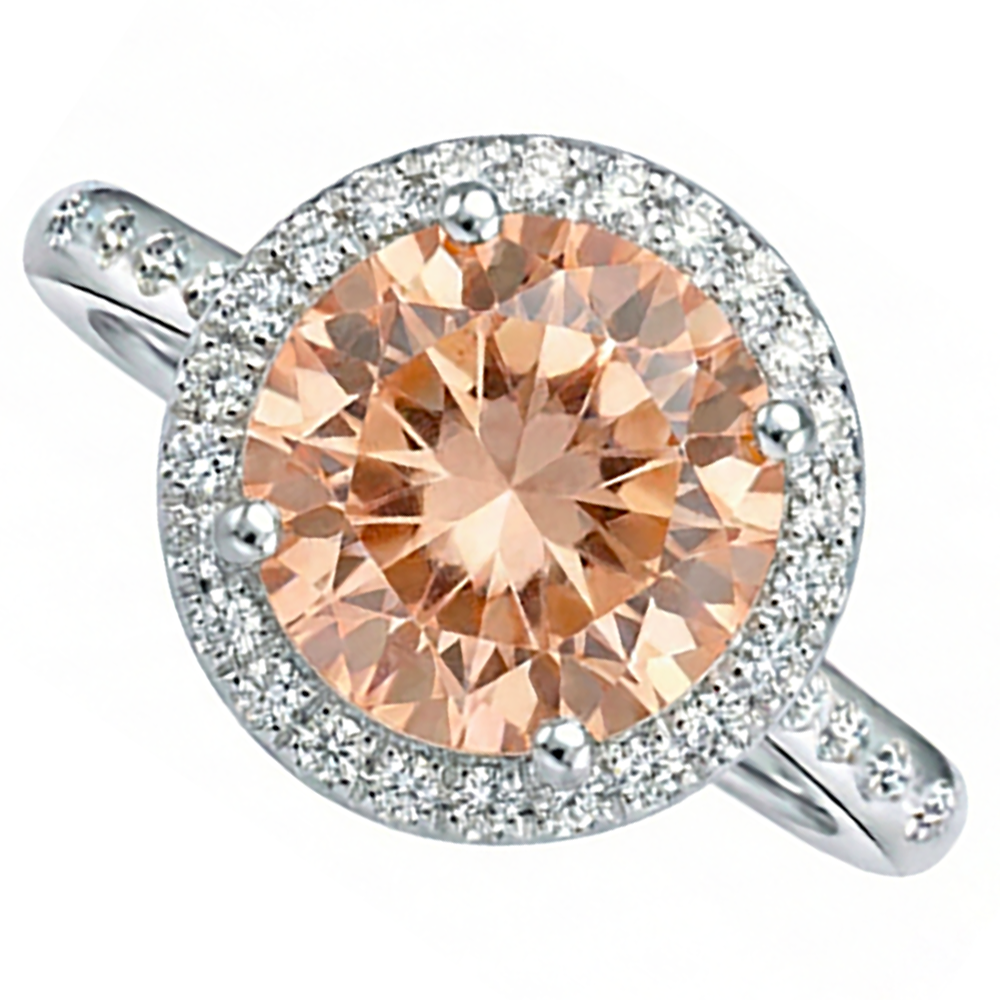 Anello anniversario in oro con Morganite e diamanti a taglio brillante da 12.85 ct