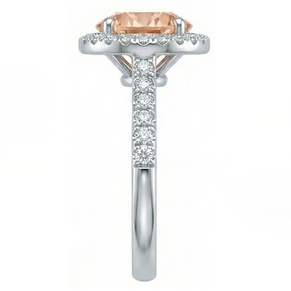 Anello anniversario in oro con Morganite e diamanti a taglio brillante da 12.85 ct