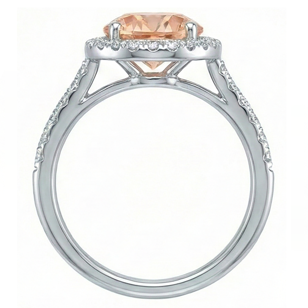 Anello anniversario in oro con Morganite e diamanti a taglio brillante da 12.85 ct