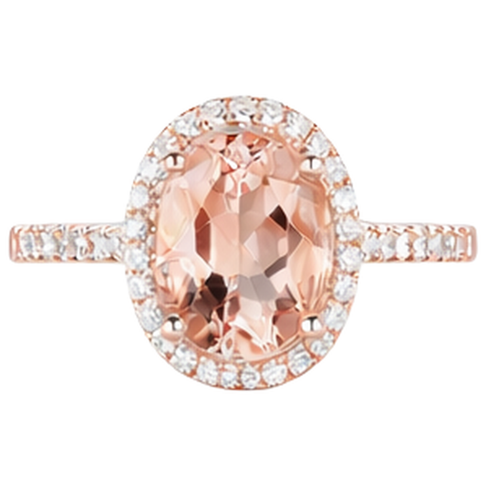 Anello anniversario in oro rosa 14K con Morganite e diamanti da 17.15 ct
