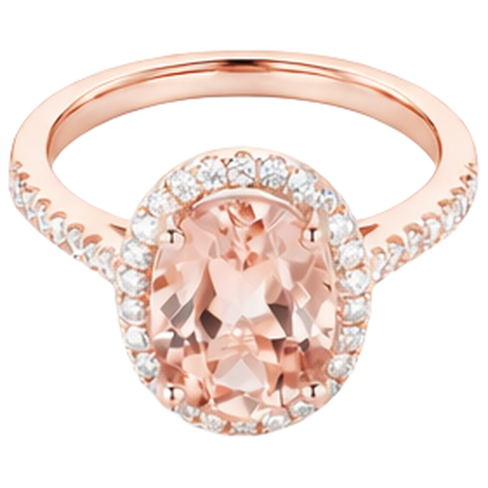 Anello anniversario in oro rosa 14K con Morganite e diamanti da 17.15 ct