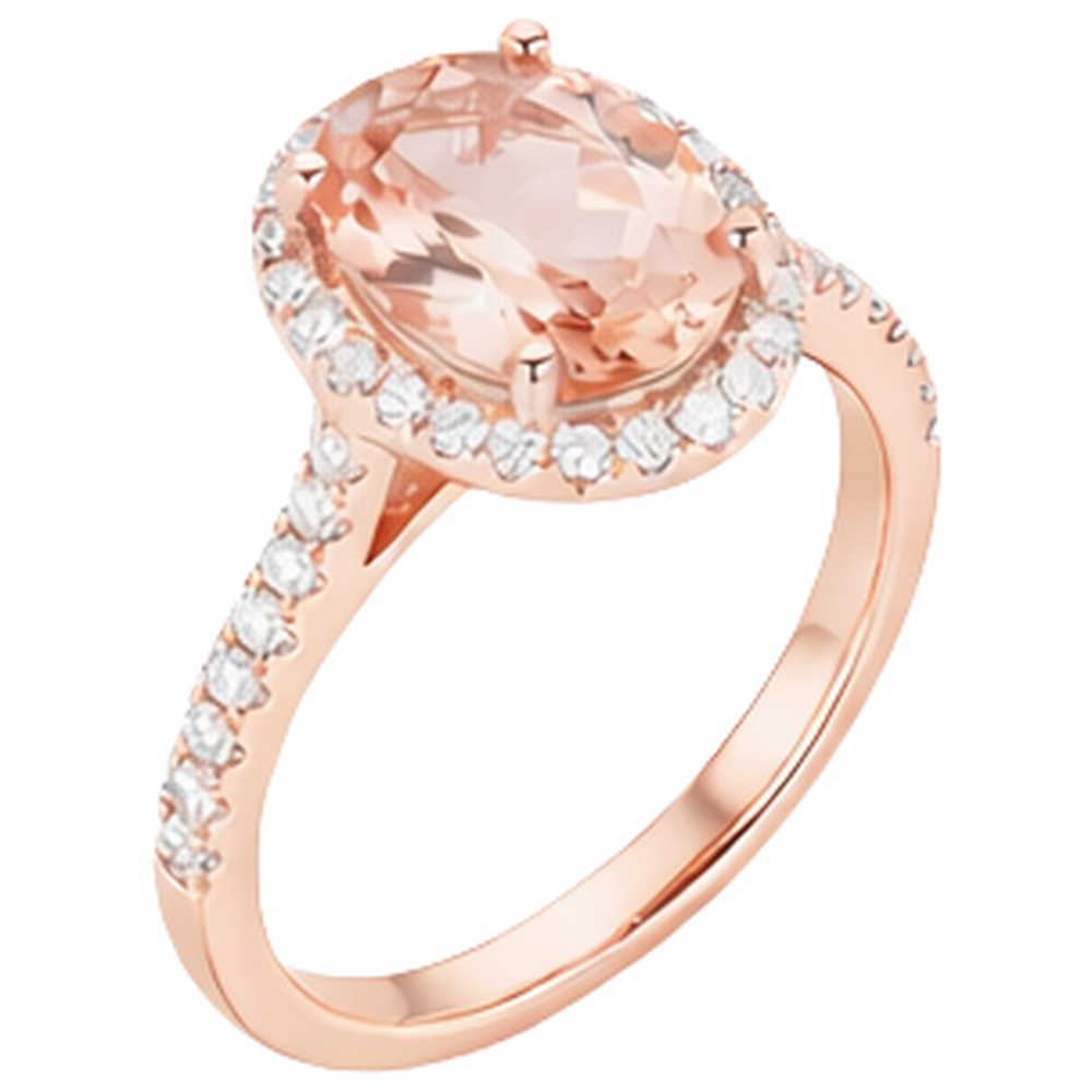 Anello anniversario in oro rosa 14K con Morganite e diamanti da 17.15 ct