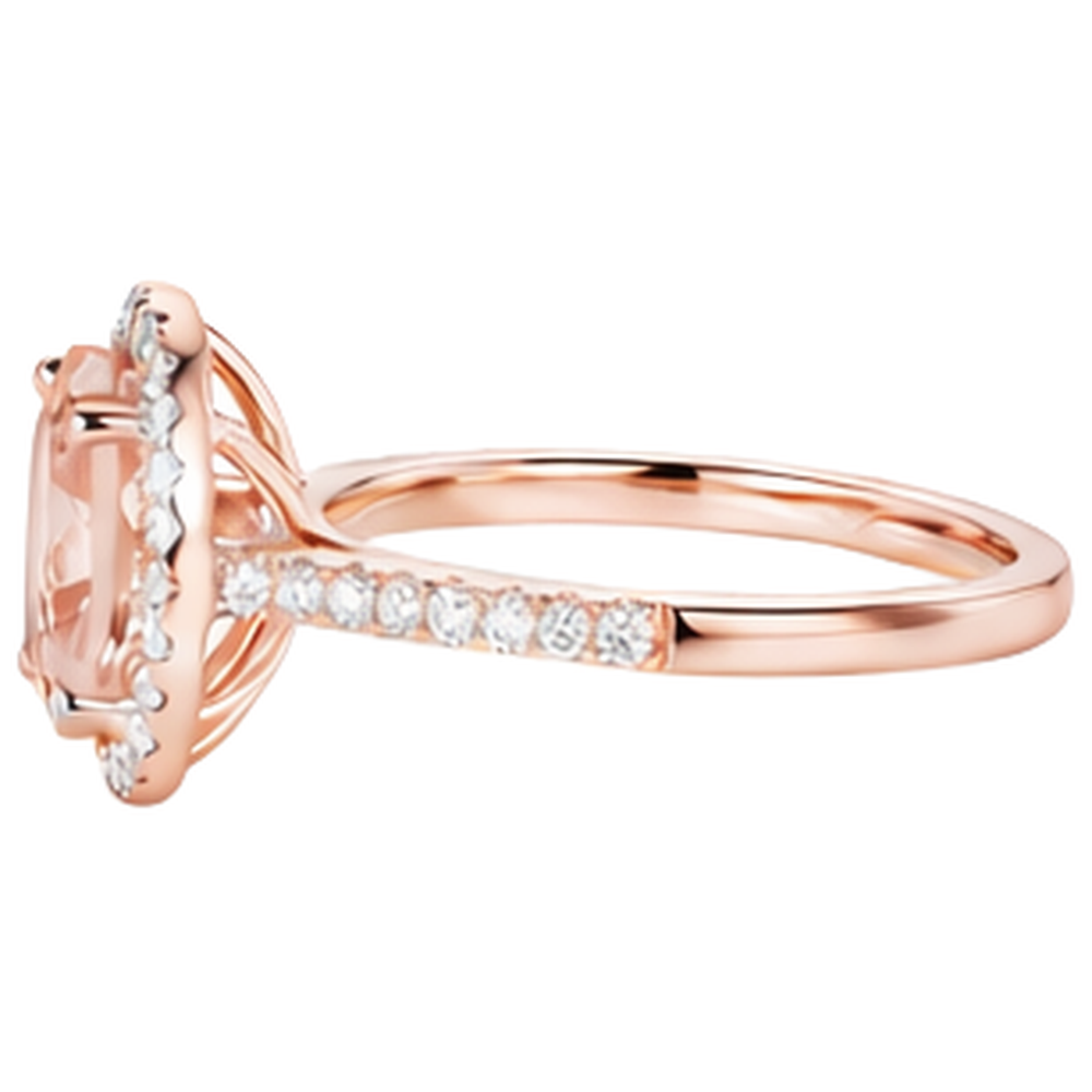 Anello anniversario in oro rosa 14K con Morganite e diamanti da 17.15 ct