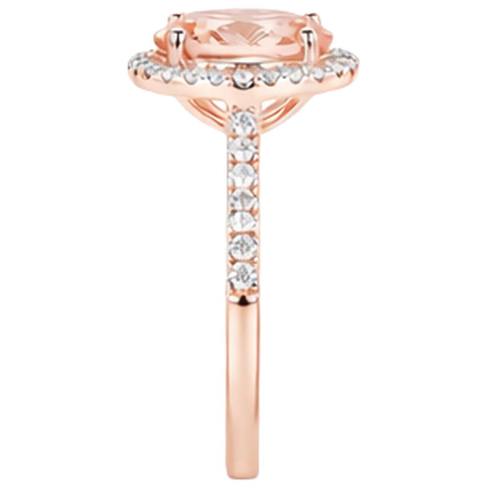Anello anniversario in oro rosa 14K con Morganite e diamanti da 17.15 ct