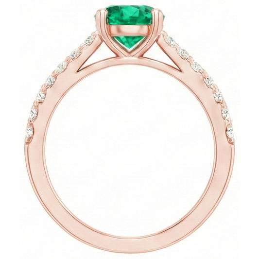 Anello anniversario in oro rosa 14K con smeraldo verde 2.50 carati e diamanti