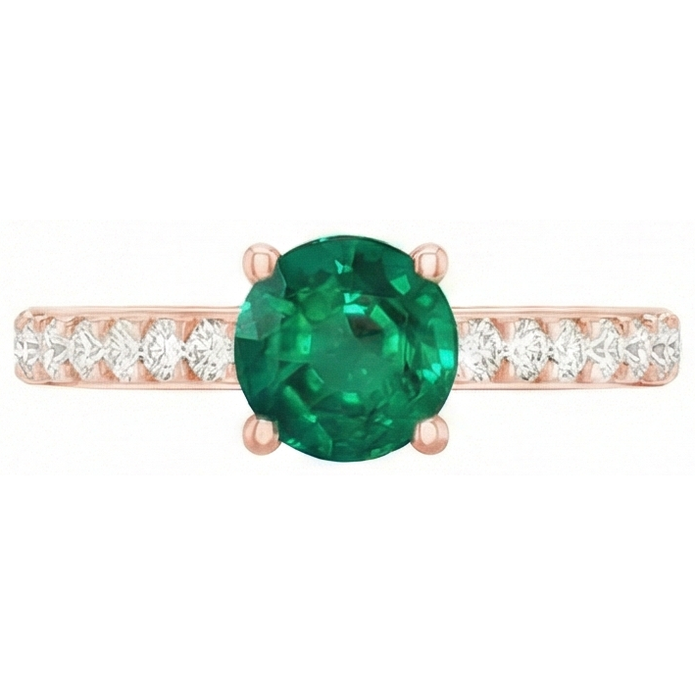 Anello anniversario in oro rosa 14K con smeraldo verde 2.50 carati e diamanti