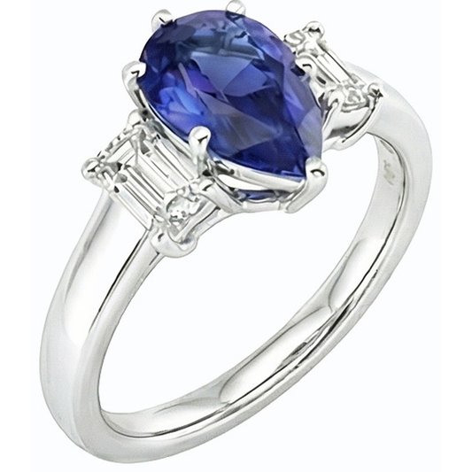 vero pear diamante 2carati anello angolo laterale