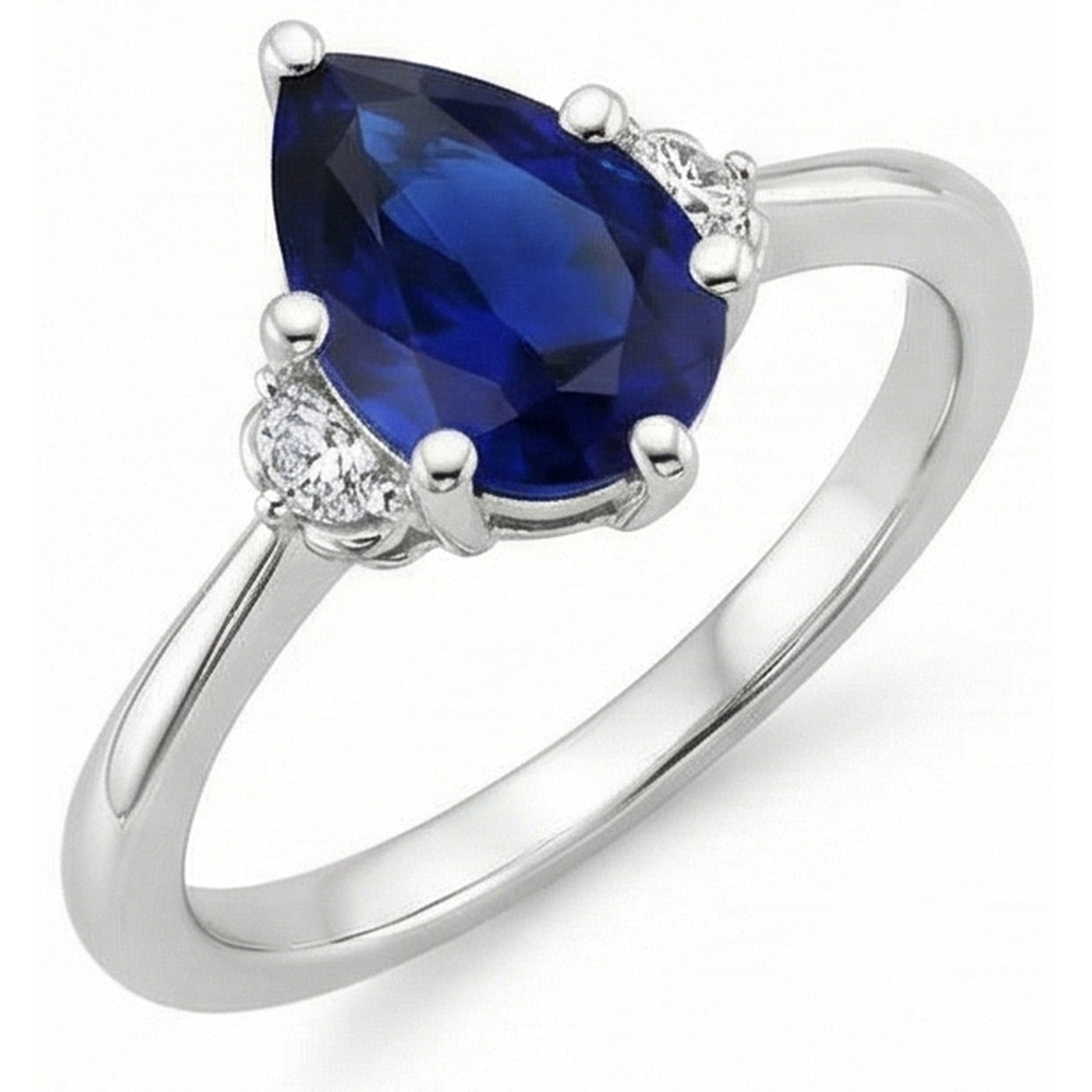 vero pear diamante 6.75carati anello angolo laterale