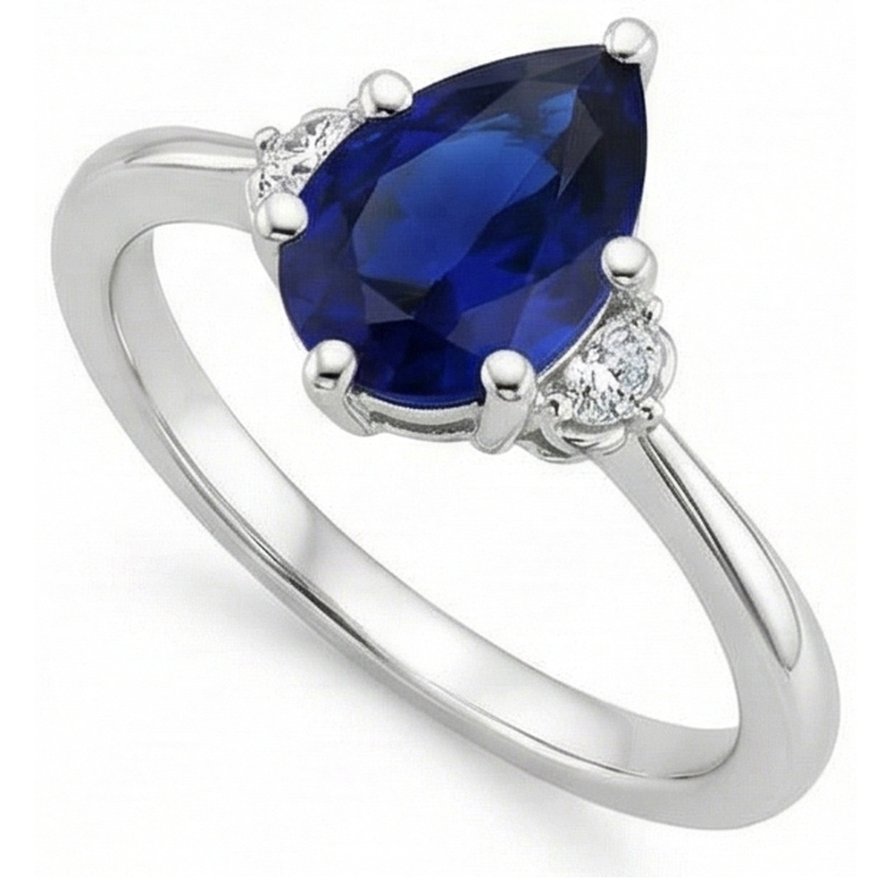 vero pear diamante 6.75carati anello vista dall'alto