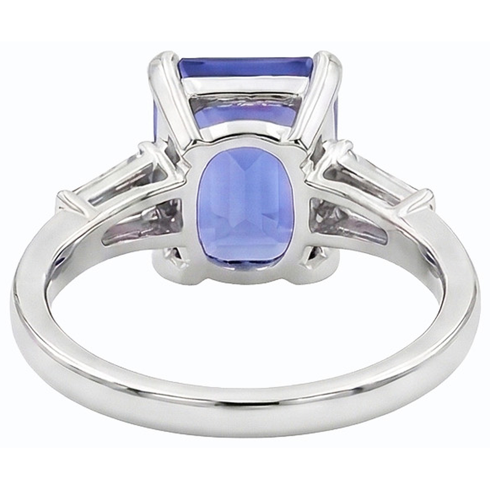 vero baguette diamante 2.25carati anello vista di profilo