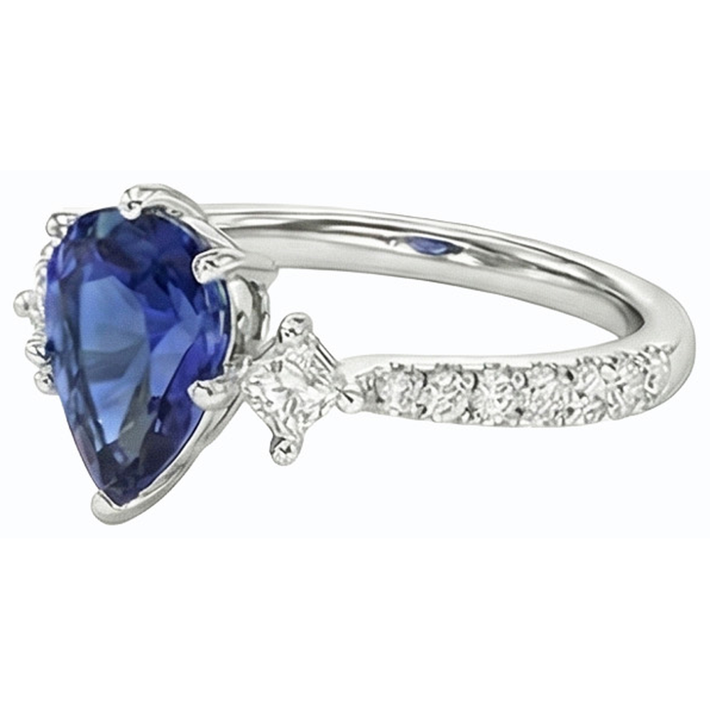 vero princess diamante 2.50carati anello vista di profilo