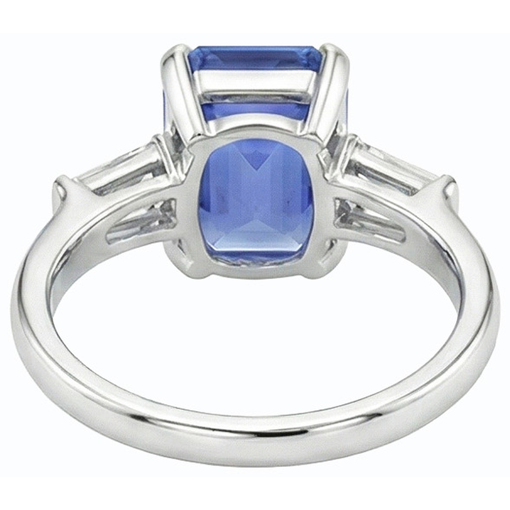 Anello con 3 pietre preziose e zaffiro blu smeraldo 2.50 carati Gioielli da donna