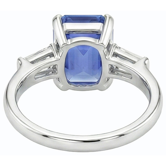 Anello con 3 pietre preziose e zaffiro blu smeraldo 2.50 carati Gioielli da donna