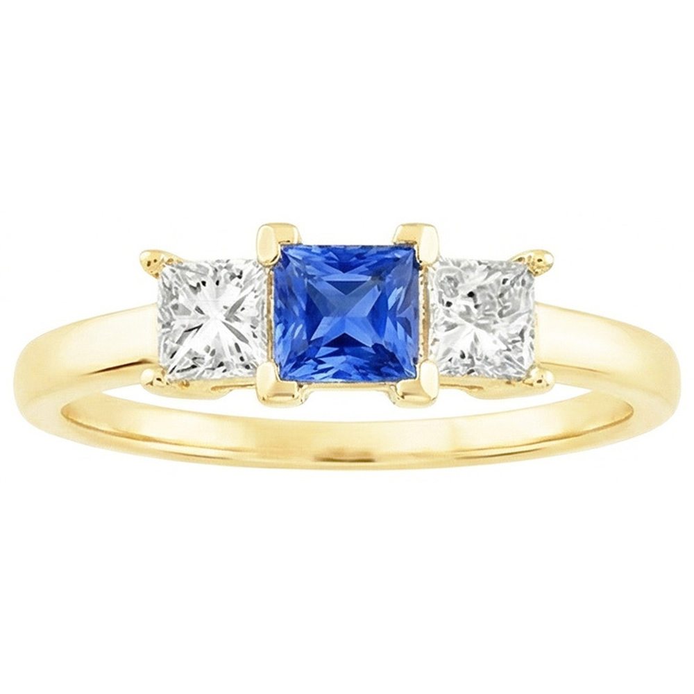 Anello con 3 pietre preziose per anniversario di diamanti in oro giallo 2 carati 14K