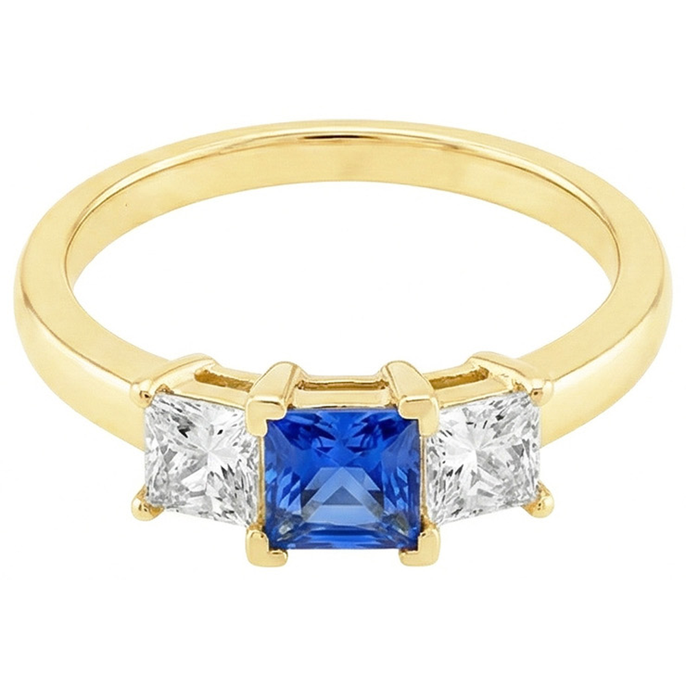 Anello con 3 pietre preziose per anniversario di diamanti in oro giallo 2 carati 14K