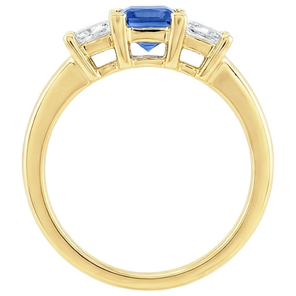 Anello con 3 pietre preziose per anniversario di diamanti in oro giallo 2 carati 14K