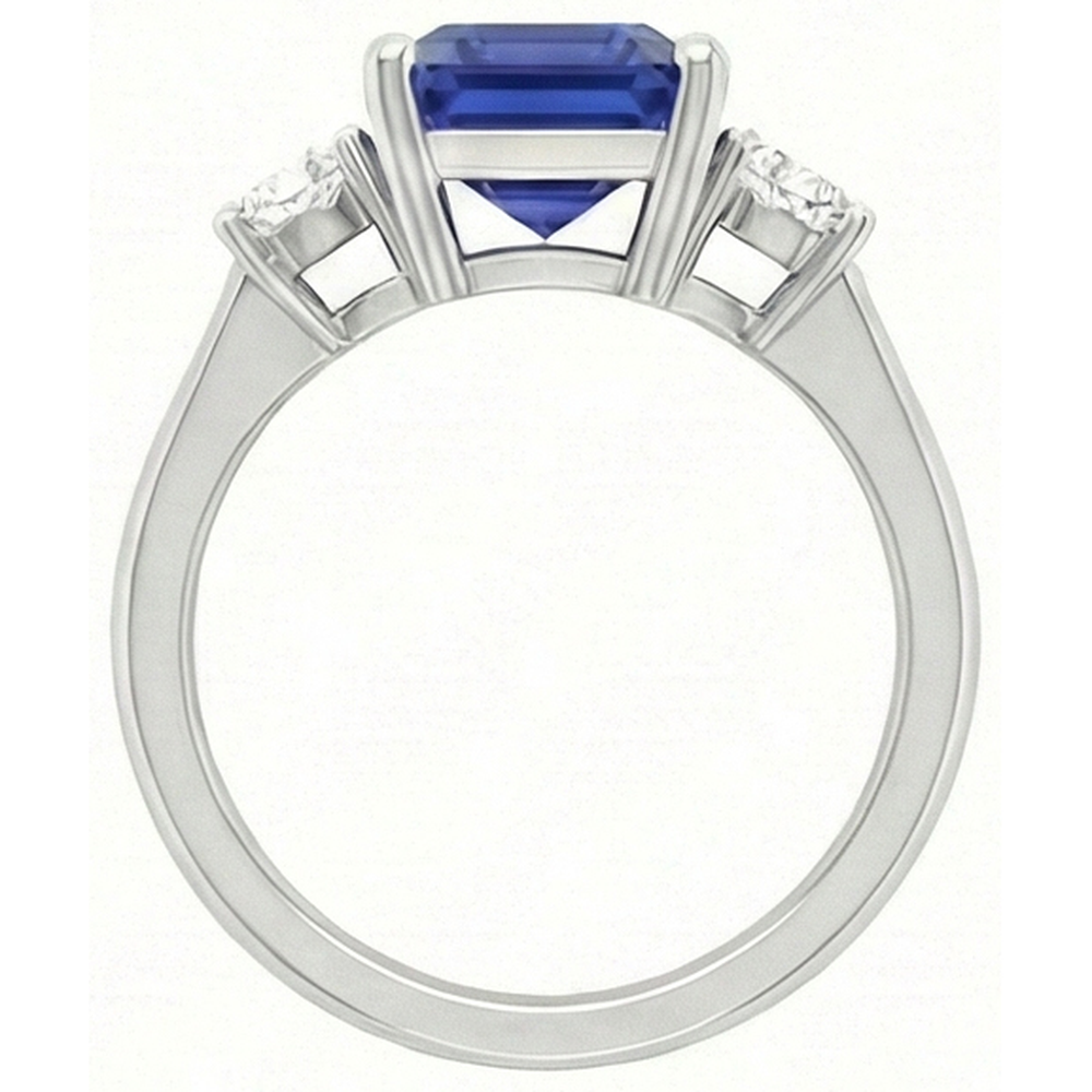 vero round diamante 4.50carati anello vista di profilo
