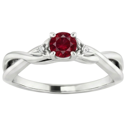 Anello con 3 rubini e diamanti in pietra 0.54 carati Twist Claw Prong Set gioielli