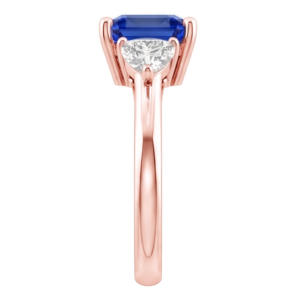 Anello con 3 trilioni di pietre e diamanti blu con zaffiro 2.50 carati con gambo diviso