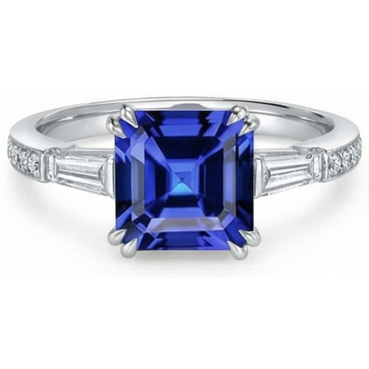 vero asscher diamante 3carati anello angolo laterale